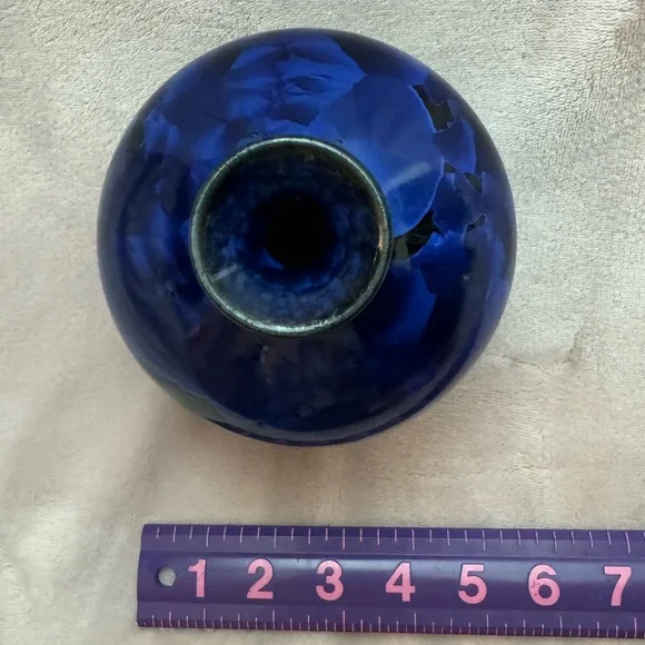 Mary Burton Studio Art Pottery Cobalt Blue Crystalline Vase 9” Artist Signed